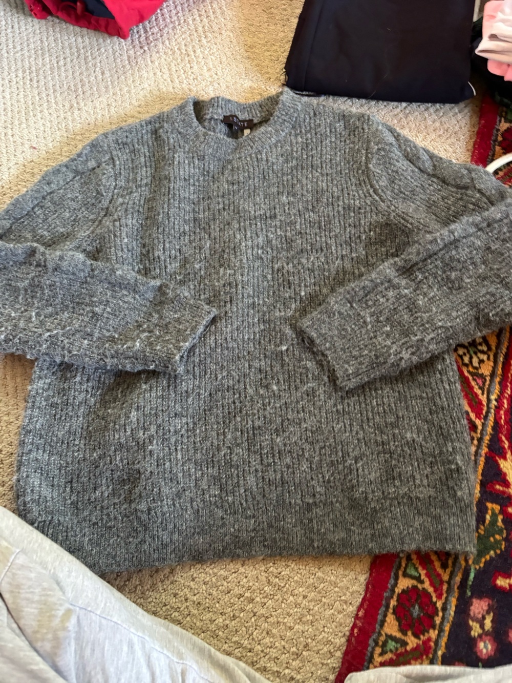 1. State Women's Wool Gray Crewneck Sweater - Picture 3 of 6